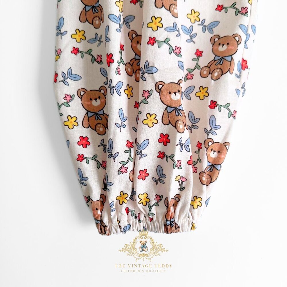 NWT Cute Girls Luna Pants Comfy Loose Fitting Bohemian Teddy Bear & Flowers 2T - Picture 3 of 4
